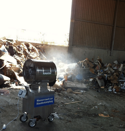 Mobile Staubbekmpfung mit Rauch Sprhventilatoren